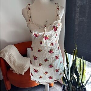 Forever 21 White Dress with Pink Floral Design